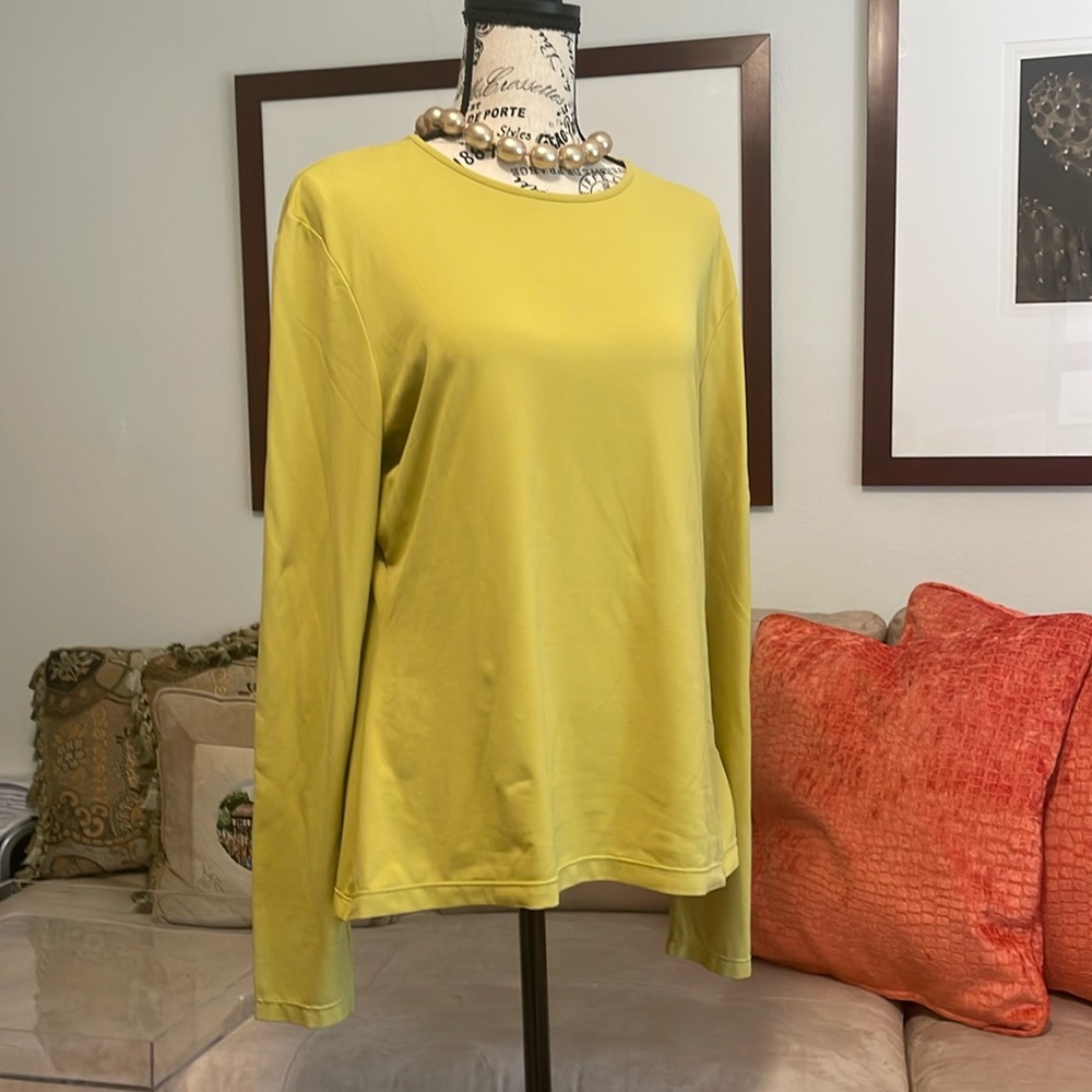 Chartreuse stretchy (see fiber content label pic) Company Ellen Tracy top